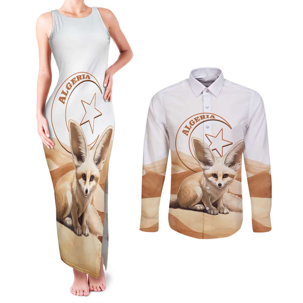 Fennec Fox Algeria Couples Matching Tank Maxi Dress and Long Sleeve Button Shirt Algerian Sahara - Wonder Print Shop