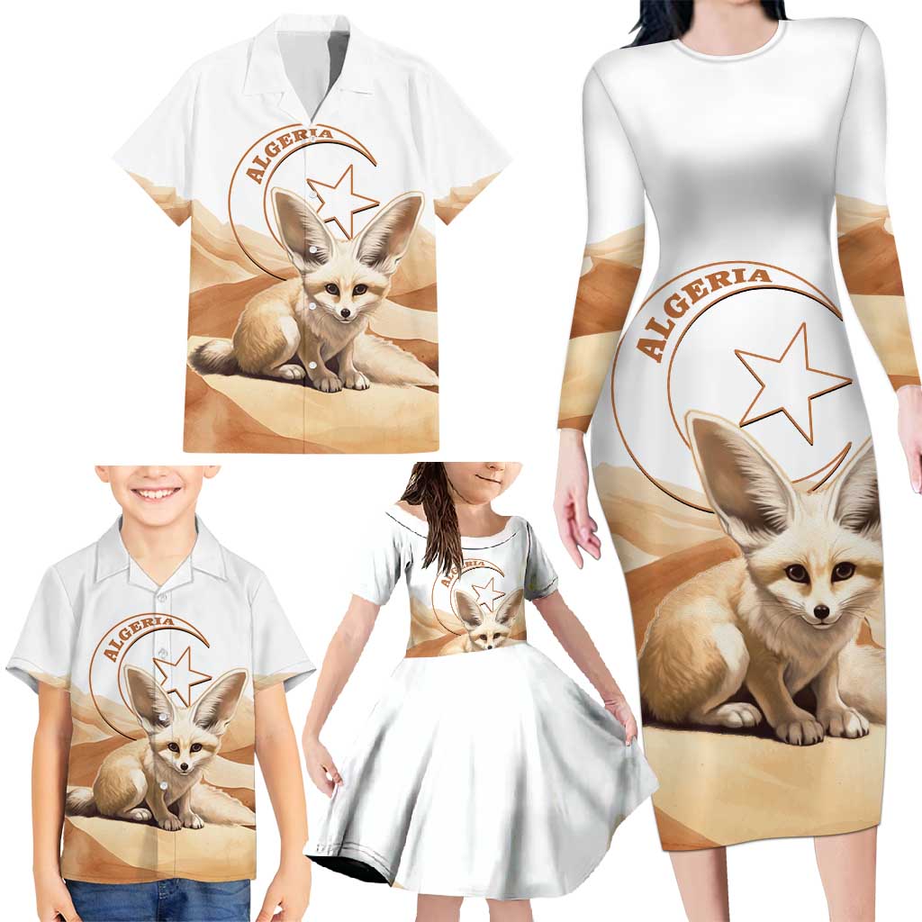 Fennec Fox Algeria Family Matching Long Sleeve Bodycon Dress and Hawaiian Shirt Algerian Sahara - Wonder Print Shop