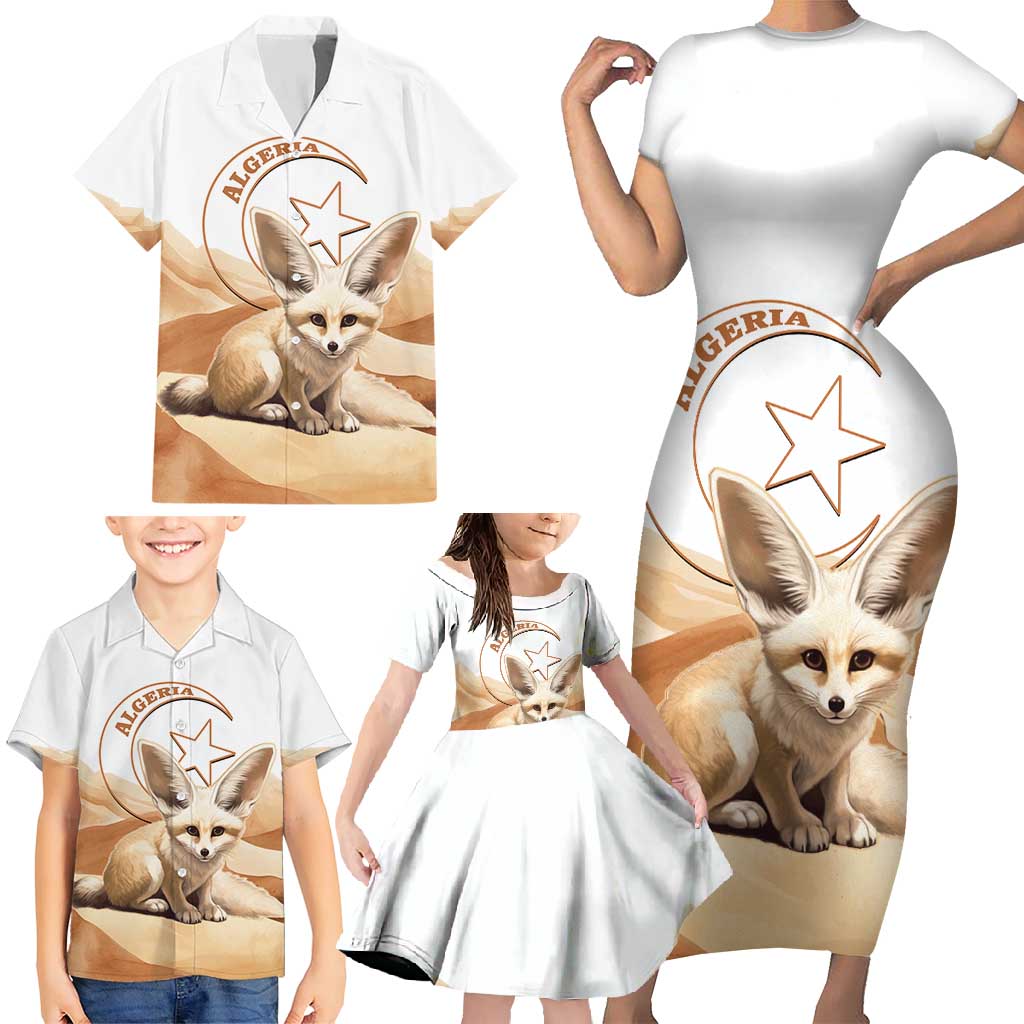 Fennec Fox Algeria Family Matching Short Sleeve Bodycon Dress and Hawaiian Shirt Algerian Sahara - Wonder Print Shop