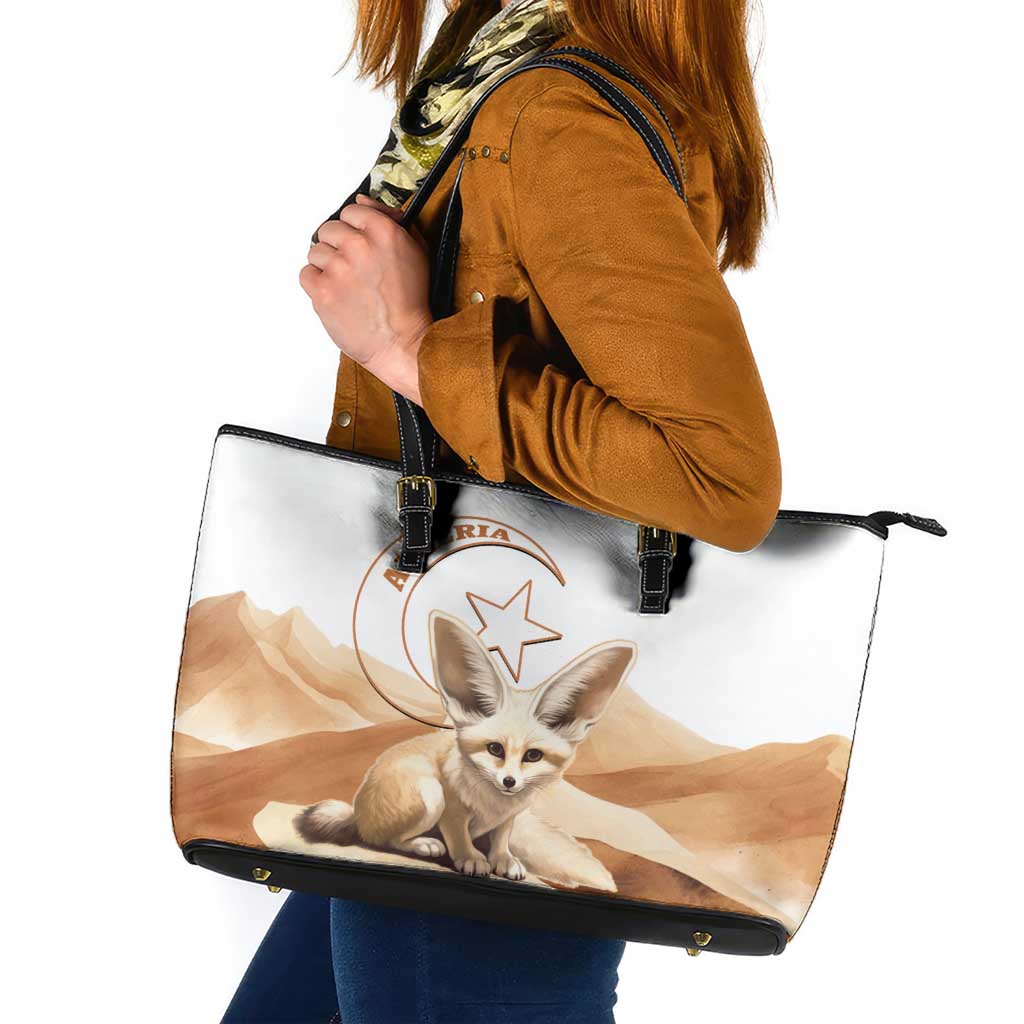 Fennec Fox Algeria Leather Tote Bag Algerian Sahara - Wonder Print Shop