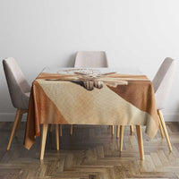 Dining tablecloth featuring fennec fox desert design over the center of the table.