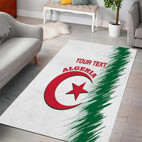 White Algeria area rug with red crescent and star, plus red “Your Text” lettering.