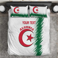 White Algeria football bedding set with green splash and red crescent-star on duvet and pillows