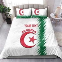 White Algeria football bedding set with green splash and red crescent star; duvet and two pillowcases