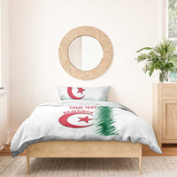 White Algeria football bedding set with red crescent star and green streaks on duvet and pillow