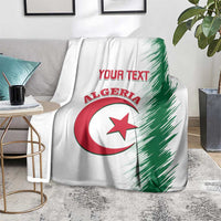 White Algeria football blanket on floor with green diagonal streaks and “YOUR TEXT”