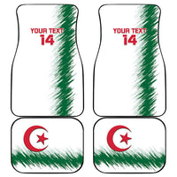 Car floor mats set: white with green streaks, red Algeria crescent-star, 'Your Text 14'