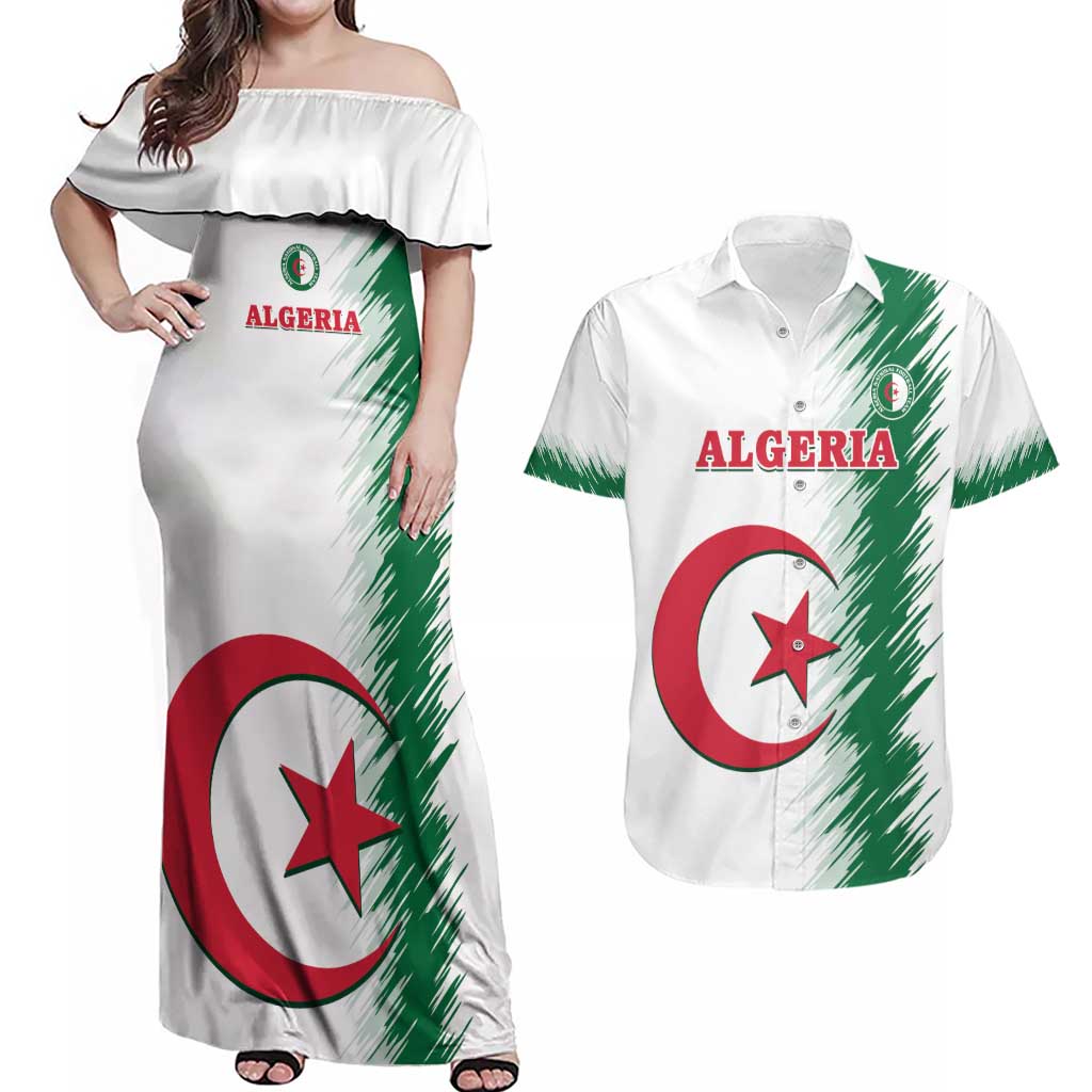 Custom Algeria Football Couples Matching Off Shoulder Maxi Dress and Hawaiian Shirt Go The Greens - Wonder Print Shop