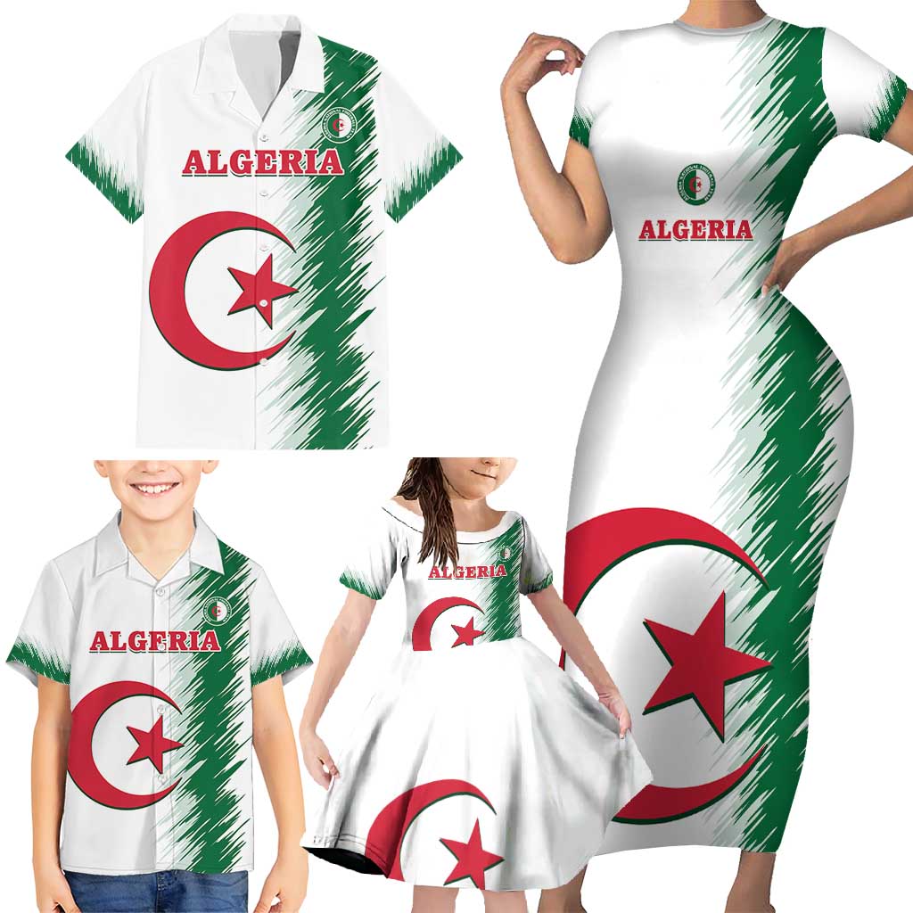 Custom Algeria Football Family Matching Short Sleeve Bodycon Dress and Hawaiian Shirt Go The Greens - Wonder Print Shop