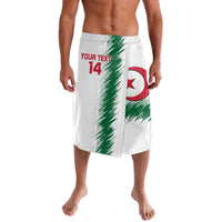 White custom lavalava skirt with green diagonal Algeria flag, red crescent, number 14