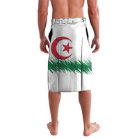 White lavalava skirt with Algeria flag crest and red star-crescent print