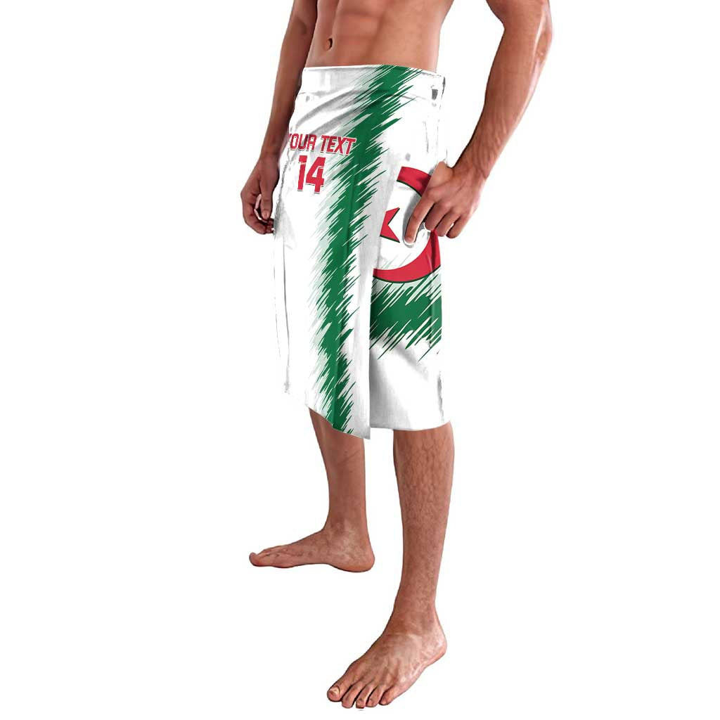 White custom lavalava skirt with YOUR TEXT 14 and green flag stripe design
