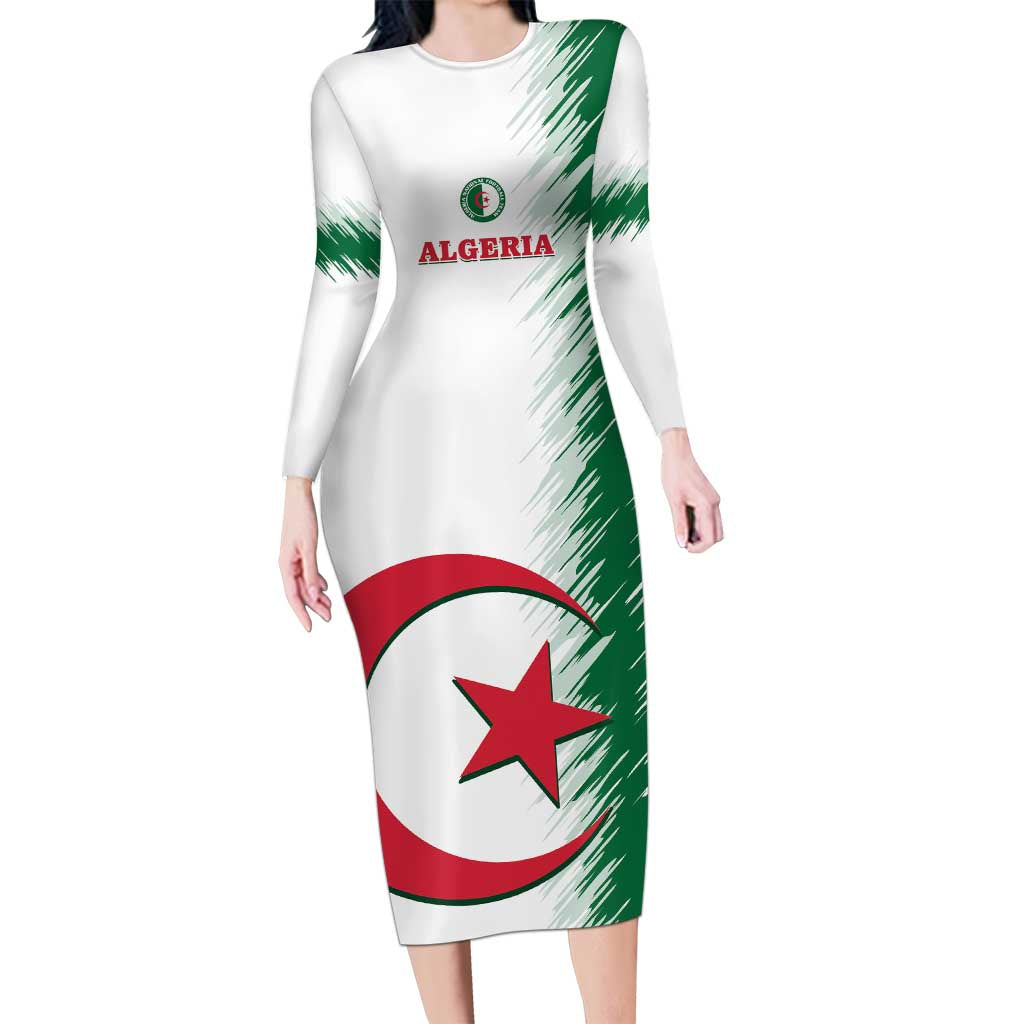 Custom Algeria Football Long Sleeve Bodycon Dress Go The Greens - Wonder Print Shop