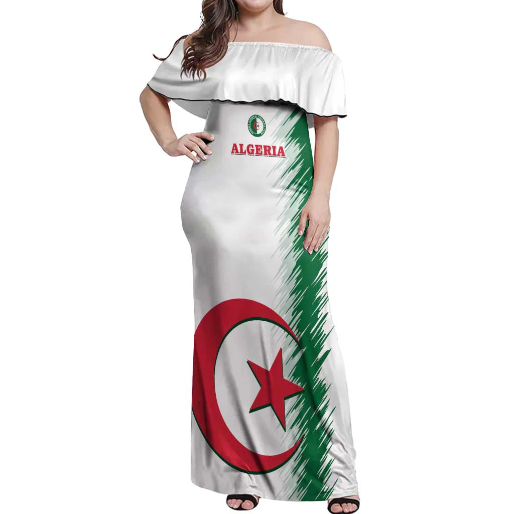 Custom Algeria Football Off Shoulder Maxi Dress Go The Greens - Wonder Print Shop