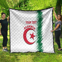 White quilt with Algeria emblem and green diagonal stripe, red “YOUR TEXT” on top