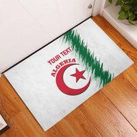 Custom Algeria football doormat, white with red crest and green brush stripes