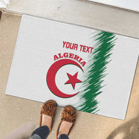 Custom Algeria football doormat, white with customizable text, red crest and green streaks