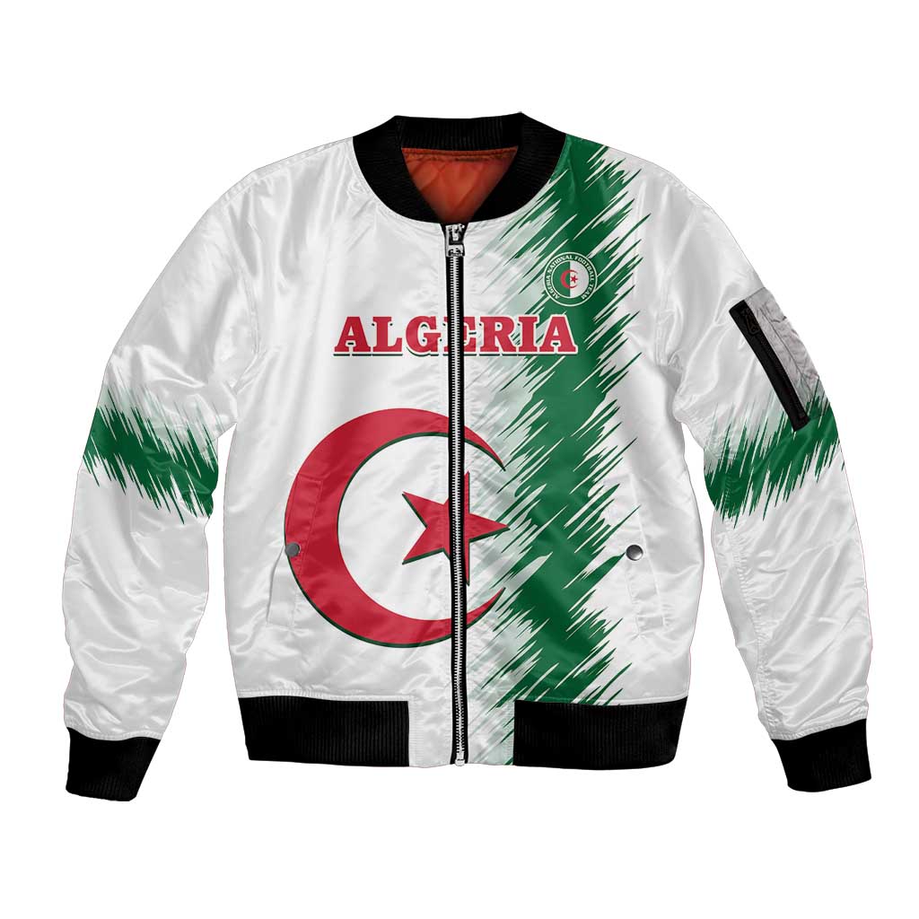 Custom Algeria Football Sleeve Zip Bomber Jacket Go The Greens - Wonder Print Shop