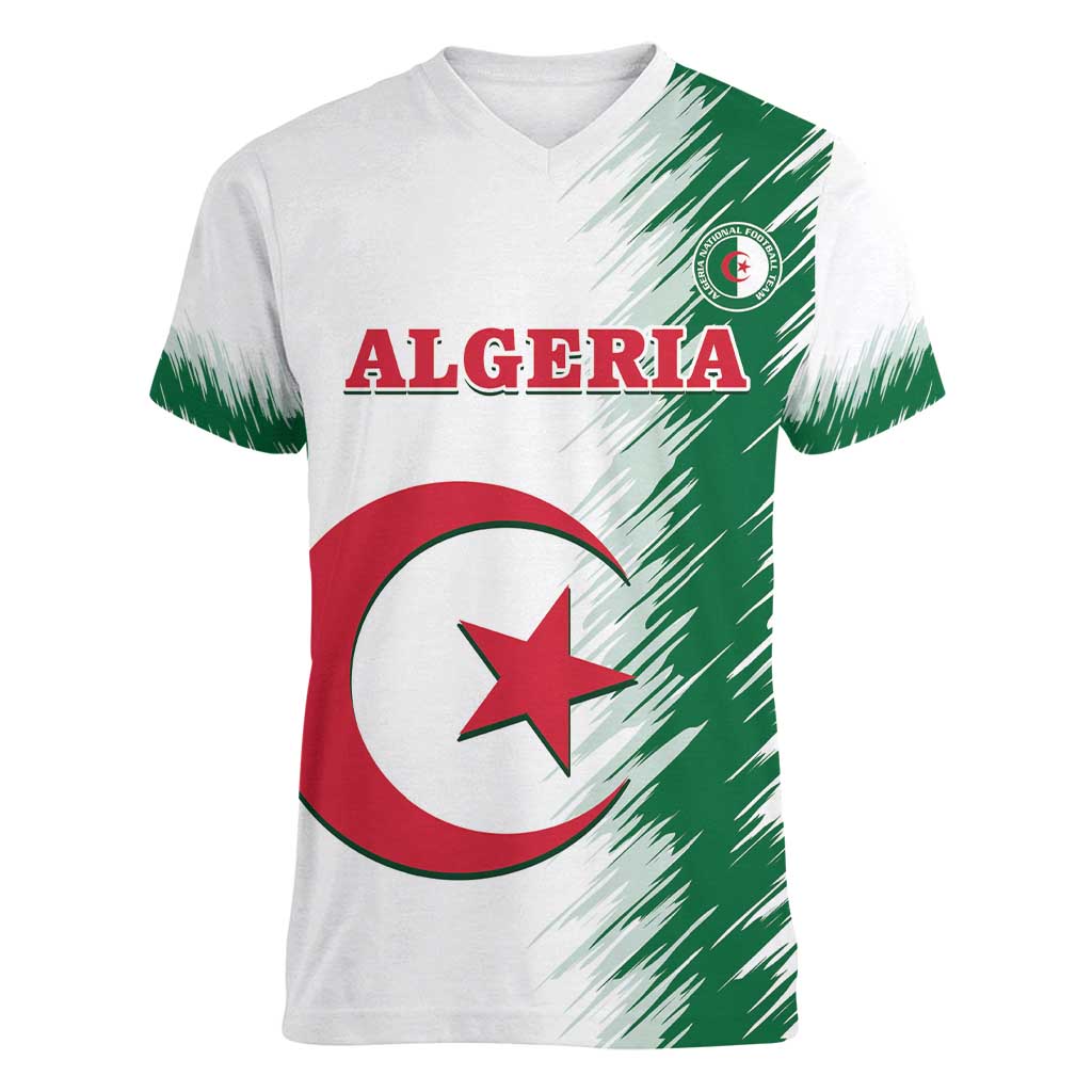 Custom Algeria Football Women V-Neck T-Shirt Go The Greens - Wonder Print Shop