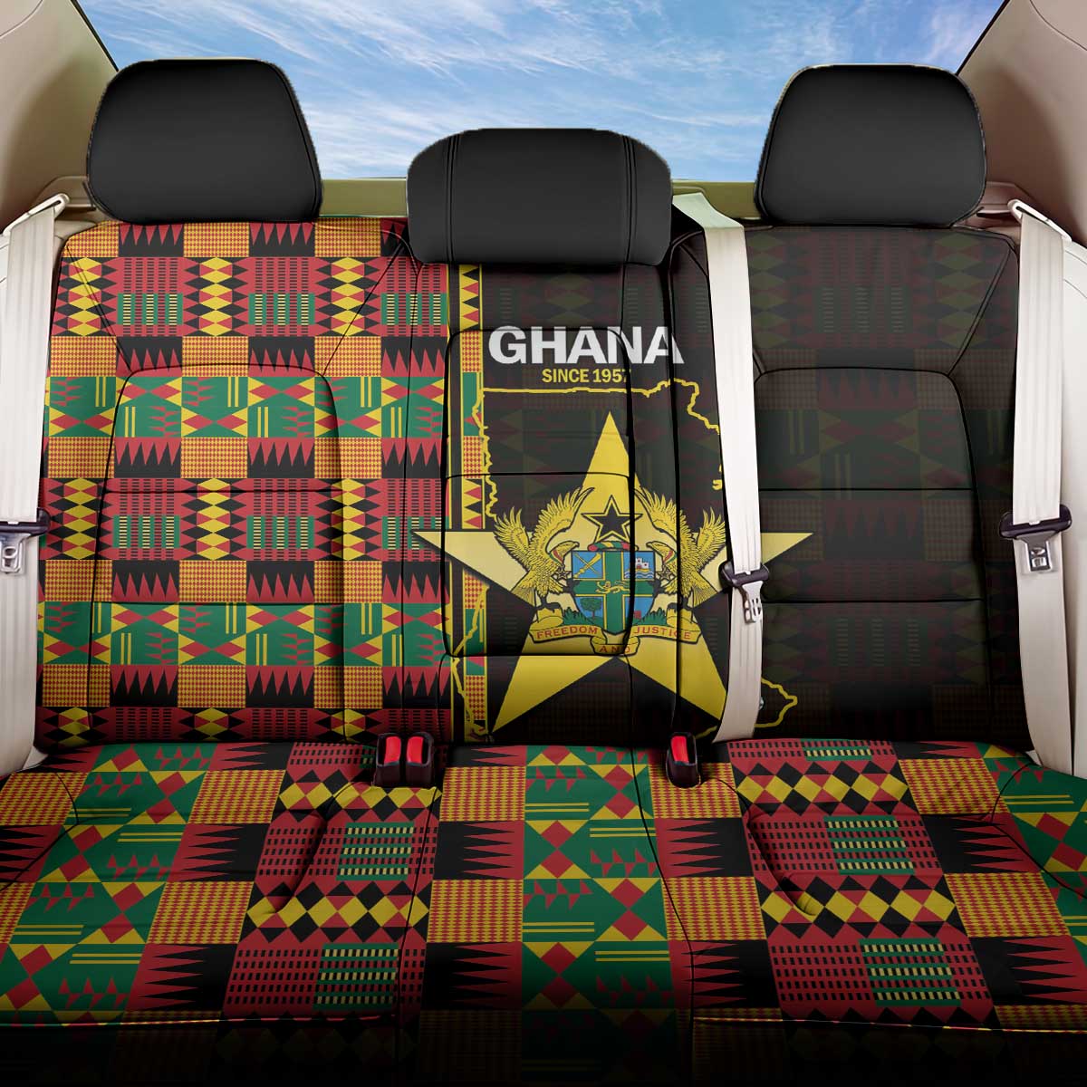 Ghana 1957 Back Car Seat Cover Independence Anniversary Kente Pattern