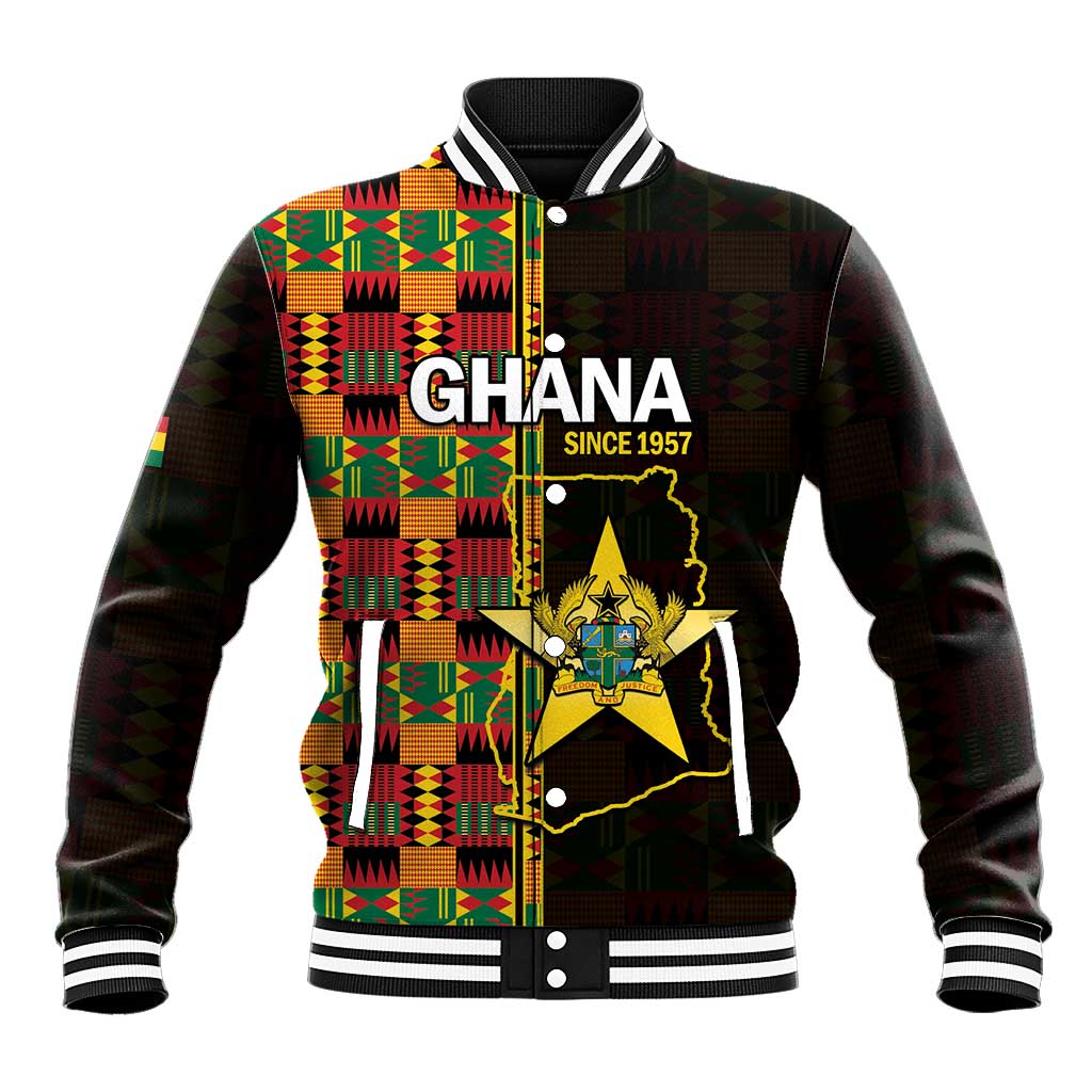 Ghana 1957 Baseball Jacket Independence Anniversary Kente Pattern