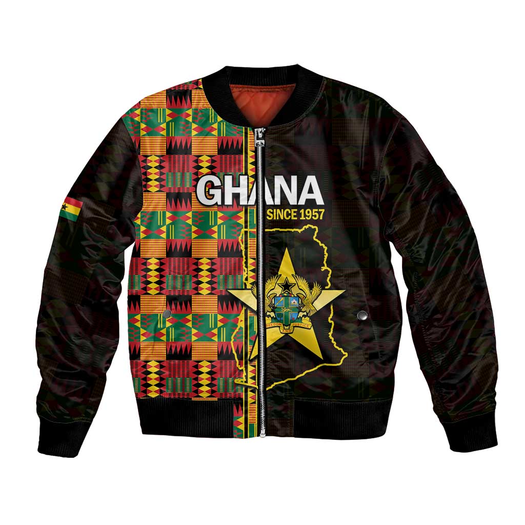 Ghana 1957 Bomber Jacket Independence Anniversary Kente Pattern