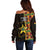 Ghana 1957 Off Shoulder Sweater Independence Anniversary Kente Pattern