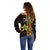 Ghana 1957 Off Shoulder Sweater Independence Anniversary Kente Pattern