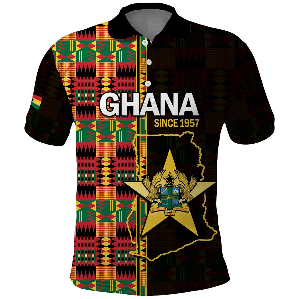 Ghana 1957 Polo Shirt Independence Anniversary Kente Pattern