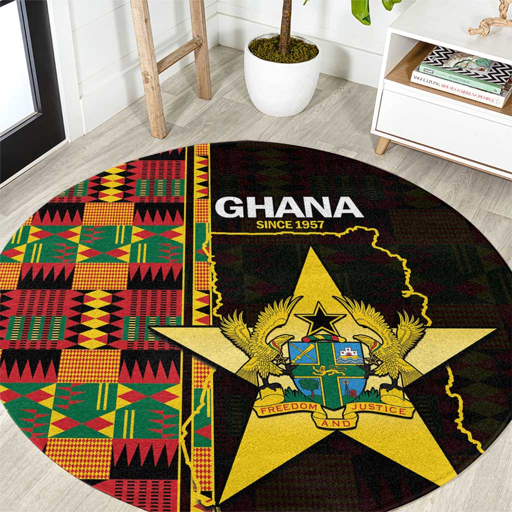 Ghana 1957 Round Carpet Independence Anniversary Kente Pattern