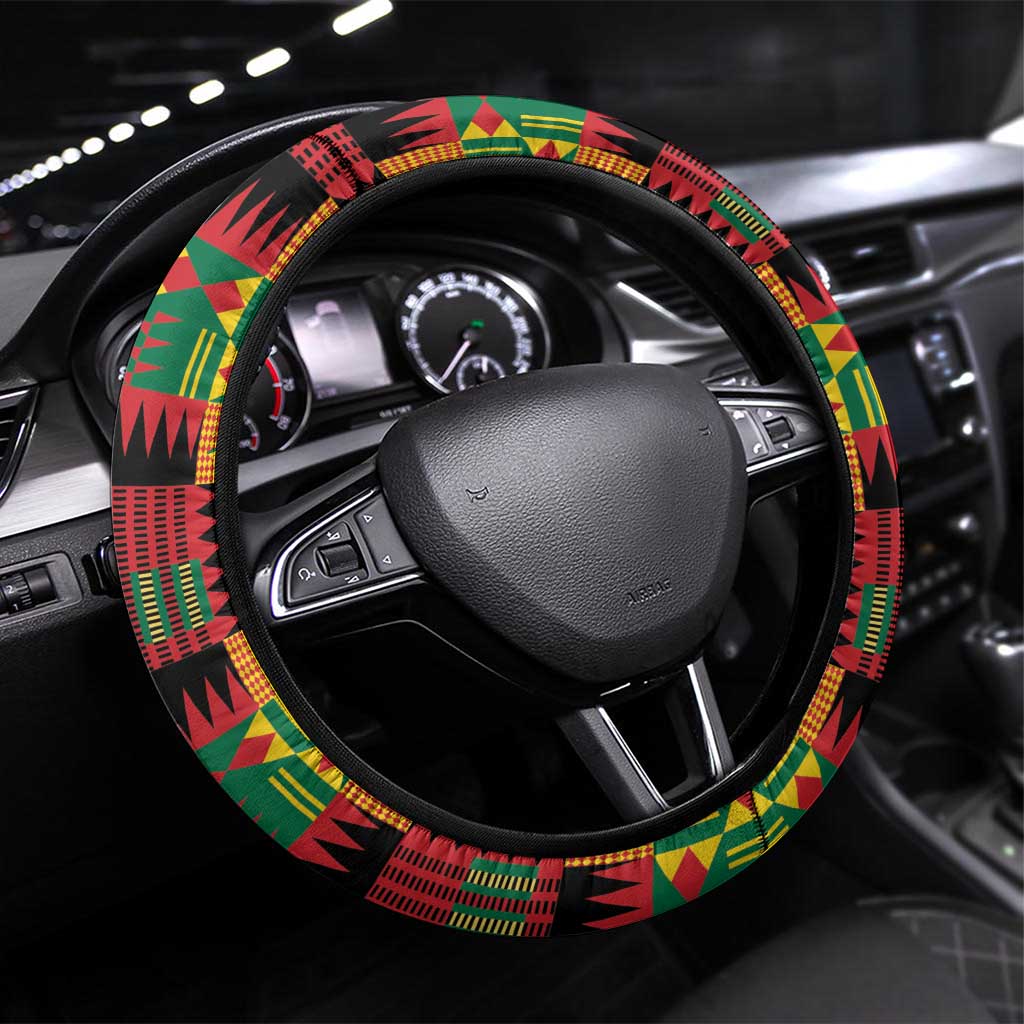 Ghana 1957 Steering Wheel Cover Independence Anniversary Kente Pattern