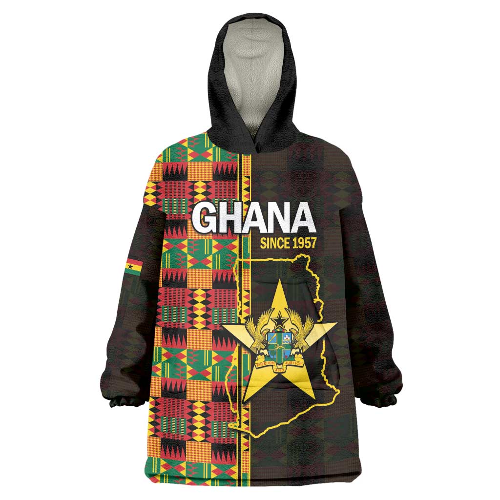 Ghana 1957 Wearable Blanket Hoodie Independence Anniversary Kente Pattern