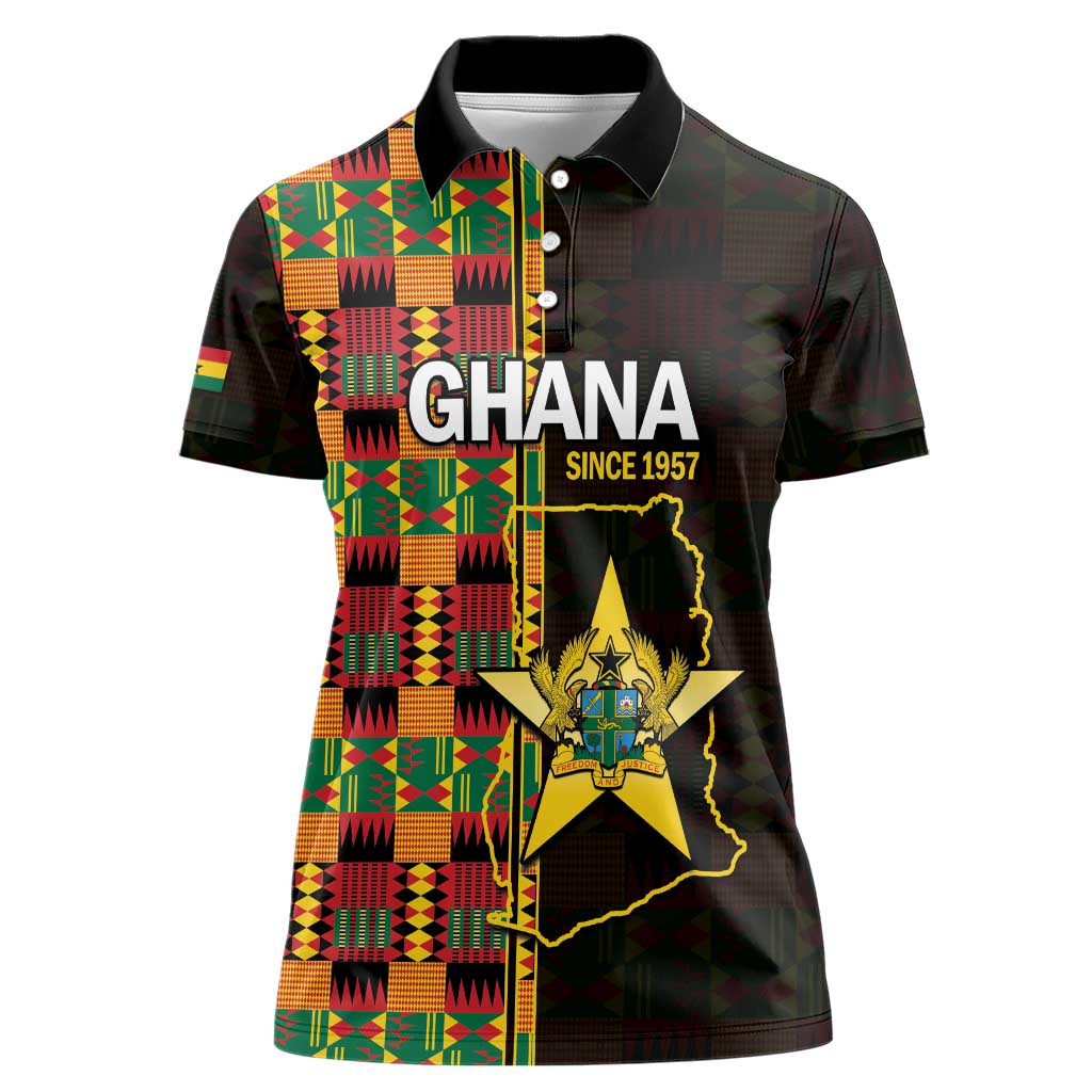 Ghana 1957 Women Polo Shirt Independence Anniversary Kente Pattern