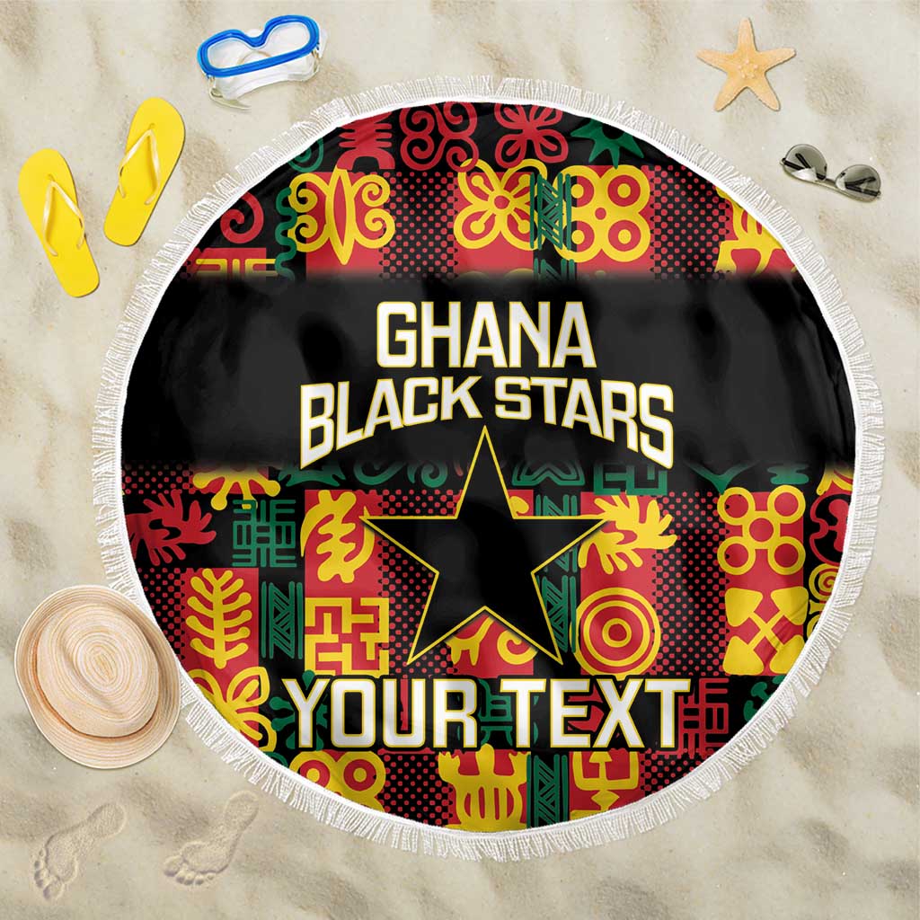 Custom Ghana Football Beach Blanket 2025 Go Black Stars Adinkra pattern