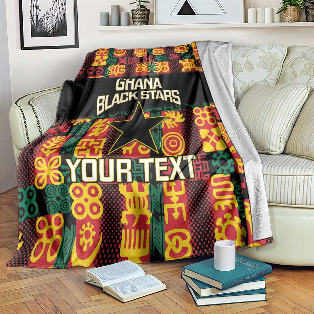 Custom Ghana Football Blanket 2025 Go Black Stars Adinkra pattern