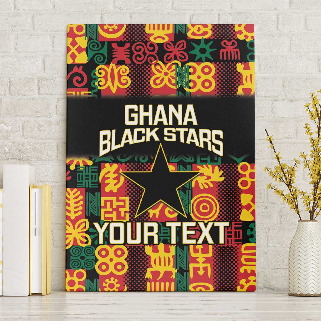 Custom Ghana Football Canvas Wall Art 2025 Go Black Stars Adinkra pattern