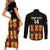 Custom Ghana Football Couples Matching Short Sleeve Bodycon Dress and Long Sleeve Button Shirt 2025 Go Black Stars Adinkra pattern