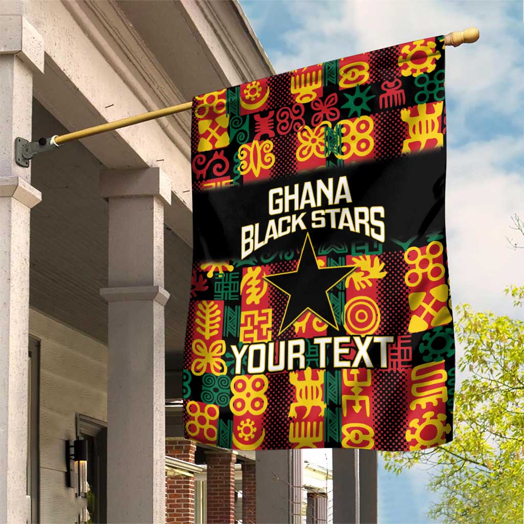 Custom Ghana Football Garden Flag 2025 Go Black Stars Adinkra pattern