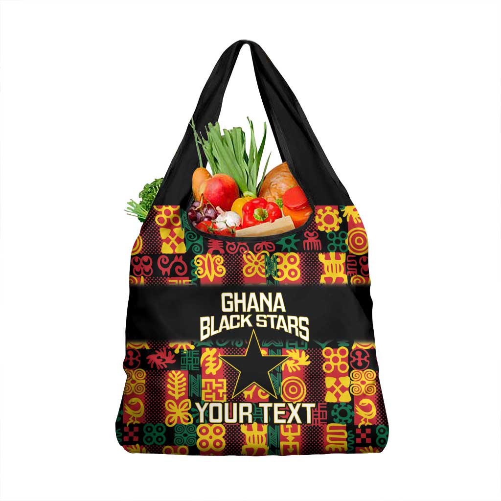 Custom Ghana Football Grocery Bag 2025 Go Black Stars Adinkra pattern