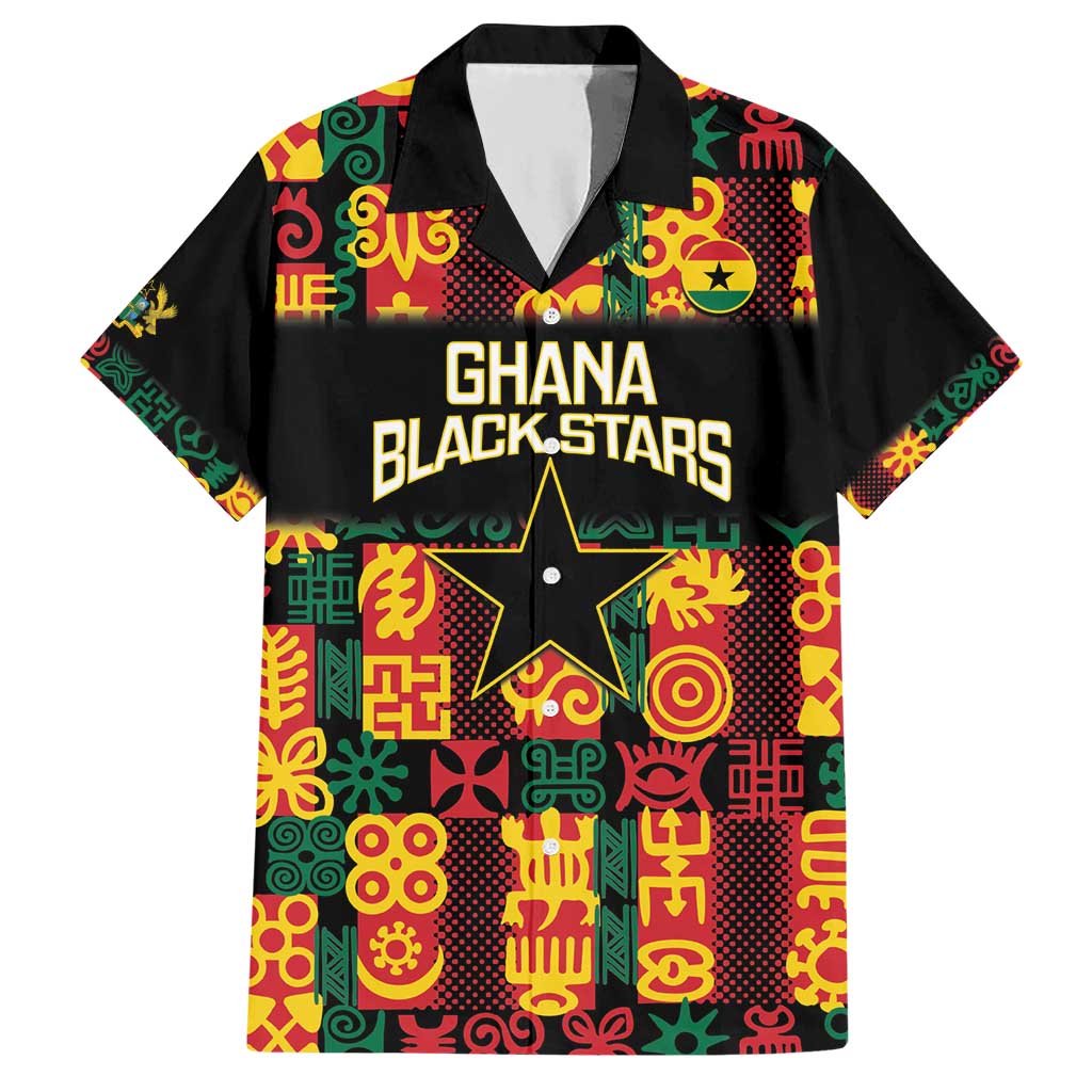 Custom Ghana Football Hawaiian Shirt 2025 Go Black Stars Adinkra pattern