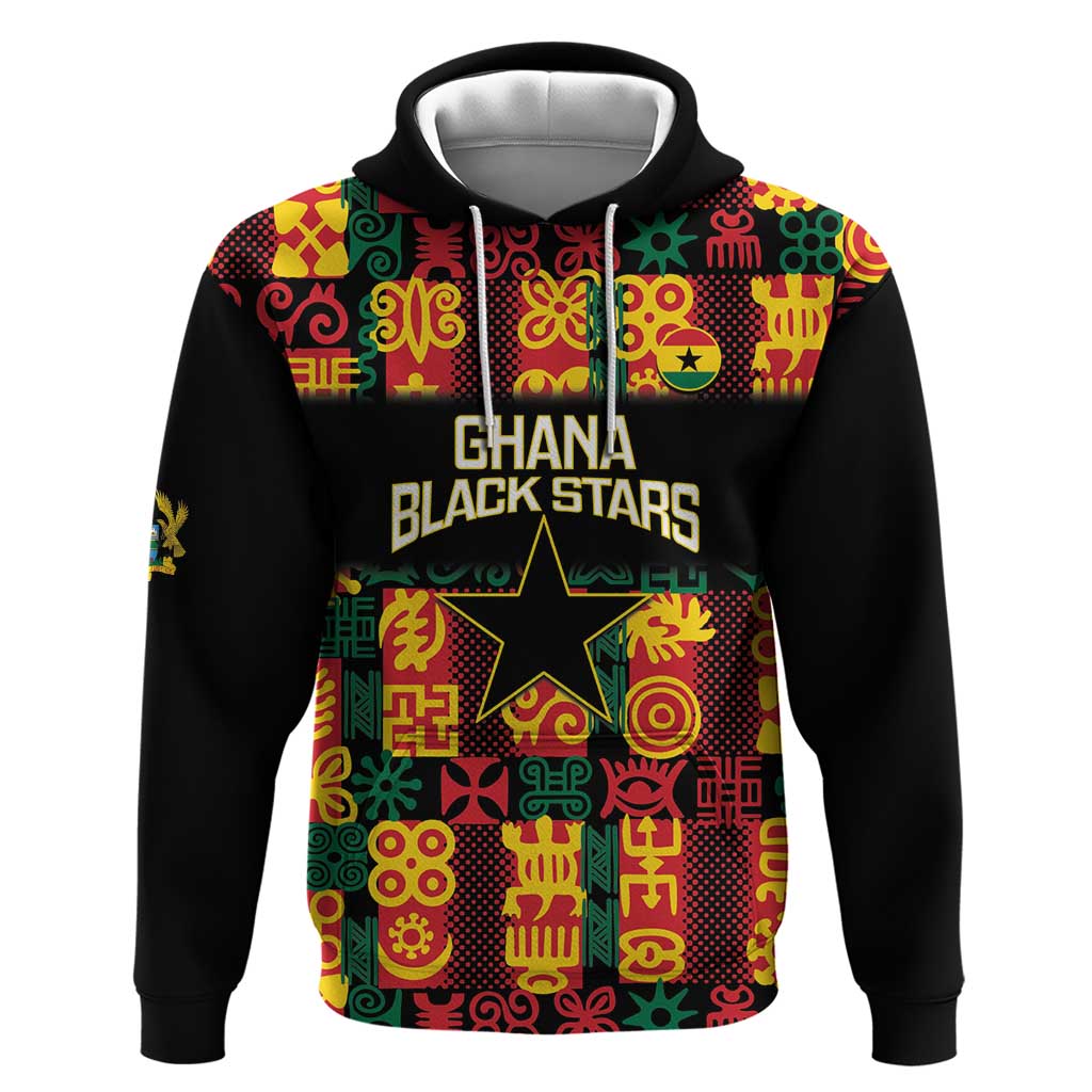 Custom Ghana Football Hoodie 2025 Go Black Stars Adinkra pattern