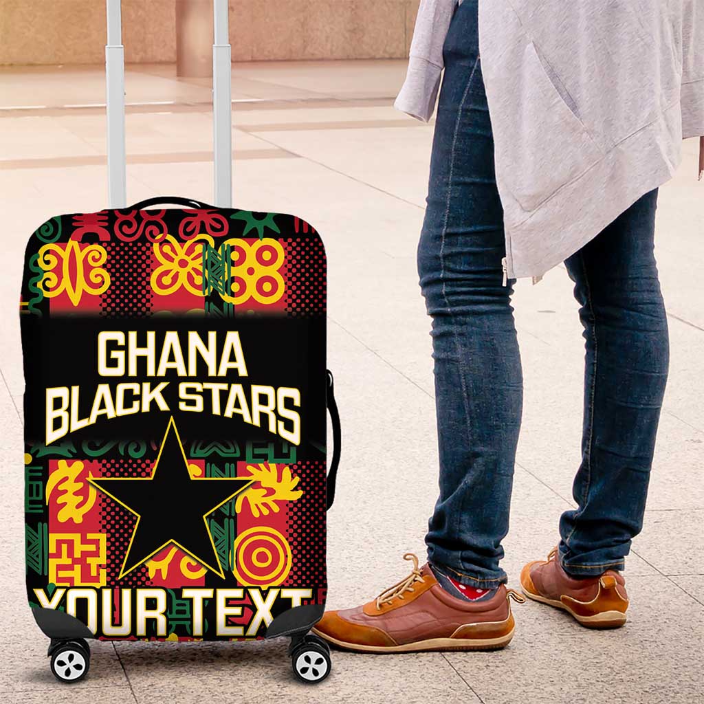 Custom Ghana Football Luggage Cover 2025 Go Black Stars Adinkra pattern