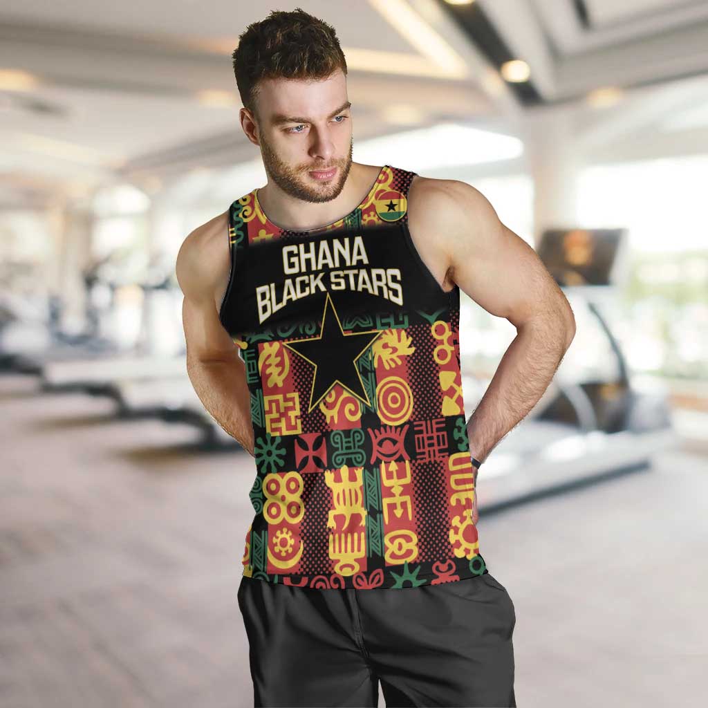 Custom Ghana Football Men Tank Top 2025 Go Black Stars Adinkra pattern