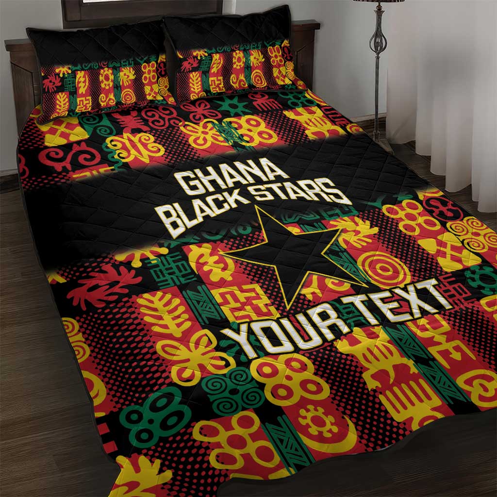 Custom Ghana Football Quilt Bed Set 2025 Go Black Stars Adinkra pattern