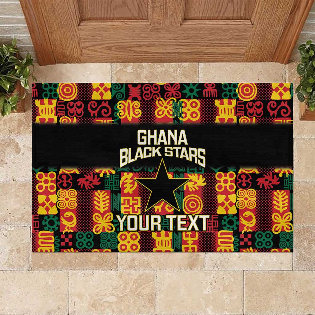 Custom Ghana Football Rubber Doormat 2025 Go Black Stars Adinkra pattern