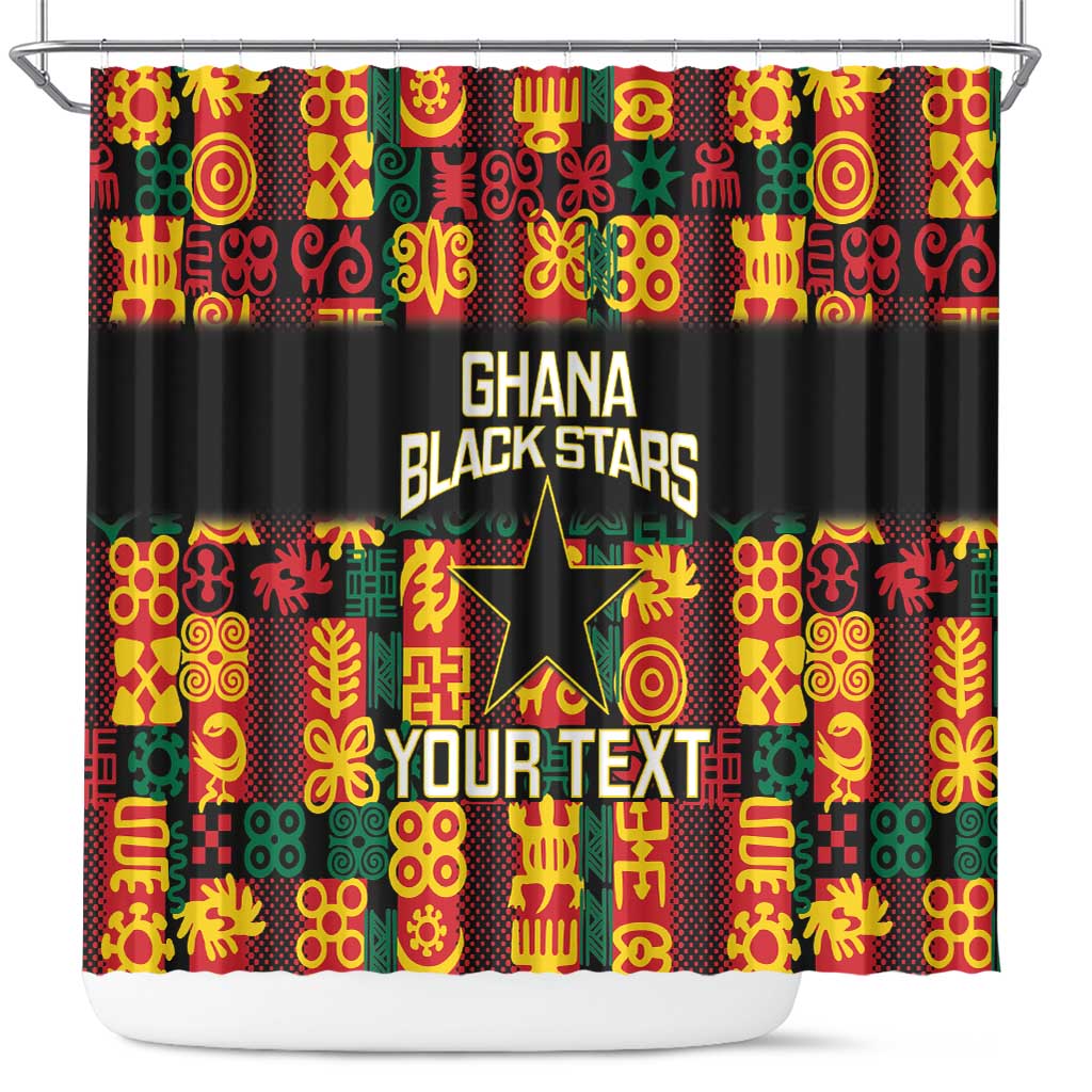 Custom Ghana Football Shower Curtain 2025 Go Black Stars Adinkra pattern