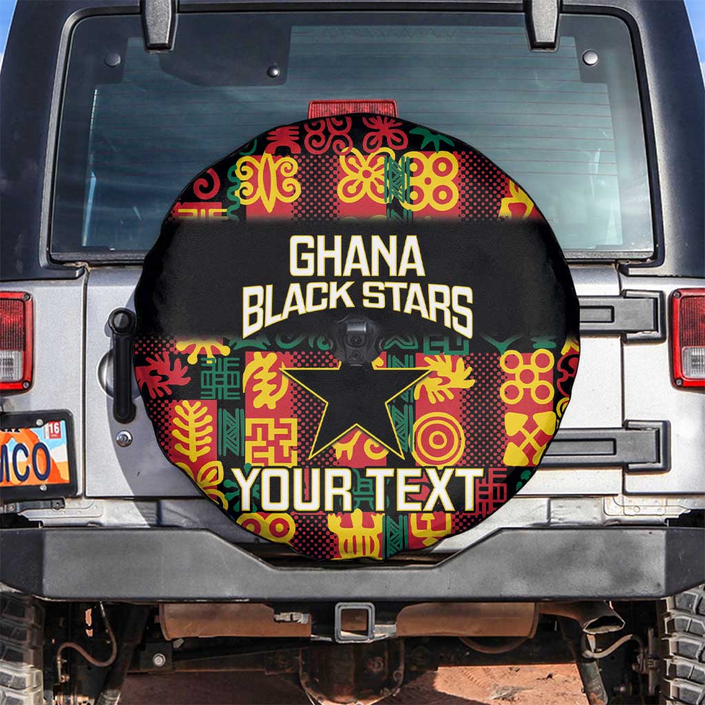 Custom Ghana Football Spare Tire Cover 2025 Go Black Stars Adinkra pattern