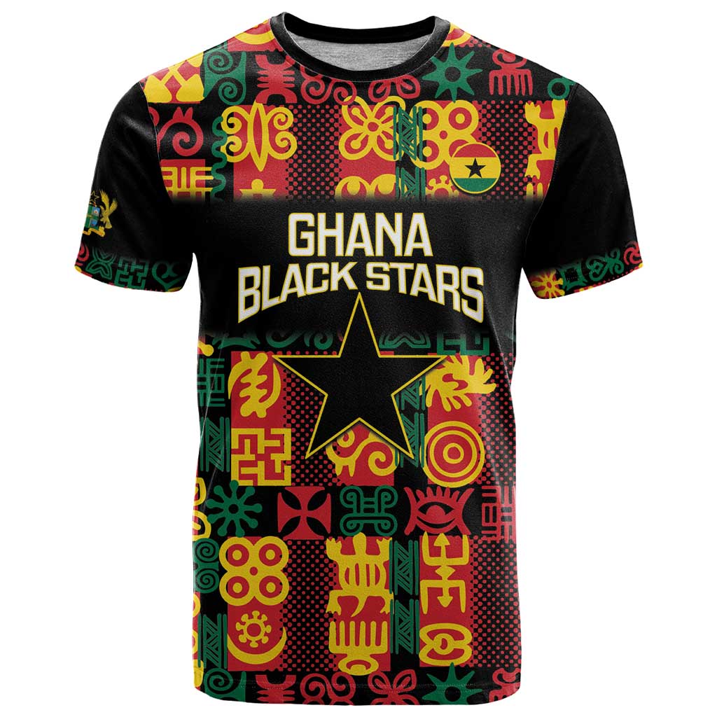 Custom Ghana Football T Shirt 2025 Go Black Stars Adinkra pattern