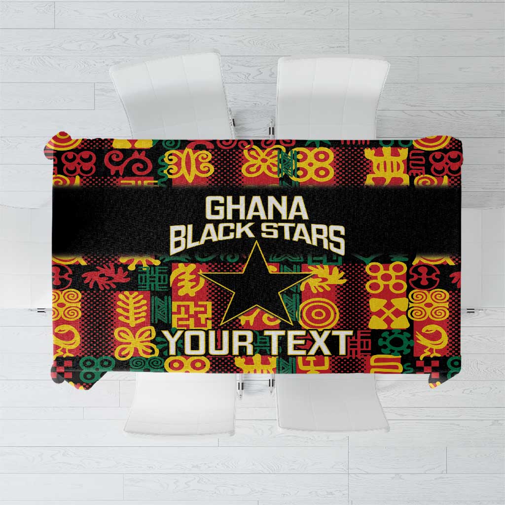 Custom Ghana Football Tablecloth 2025 Go Black Stars Adinkra pattern