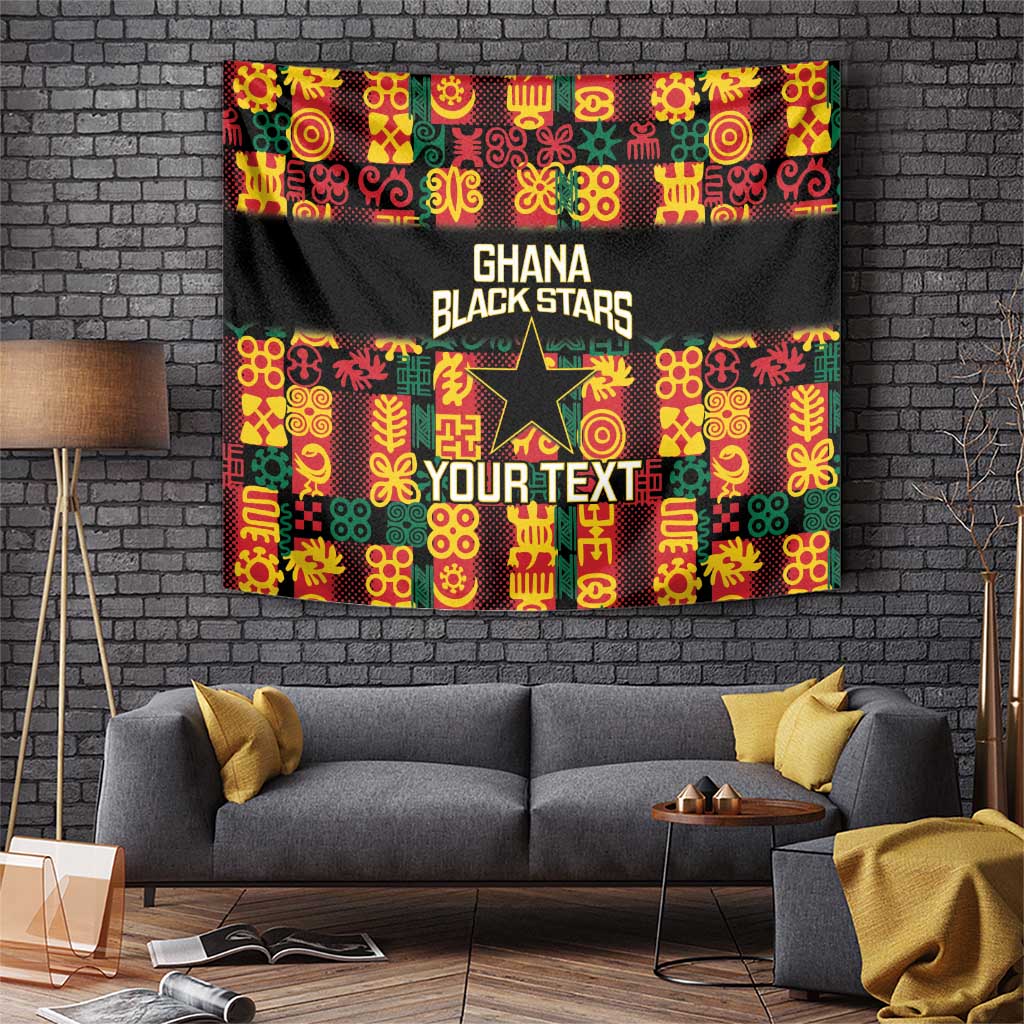 Custom Ghana Football Tapestry 2025 Go Black Stars Adinkra pattern